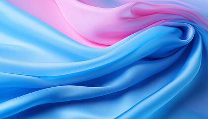Fototapeta premium Abstract background of elegant blue and pink satin waves.