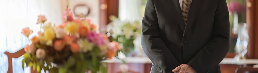 Funeral home director arranging services, emphasizing their compassionate assistance to families during times of grief