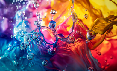 Fluid Kaleidoscope: Vibrant Paint Swirls in Water