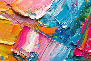 Close-up of a multicolored, rough, abstract work of art. Generative Ai