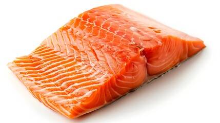 Fresh raw salmon fillet isolated on white background. Generative Ai