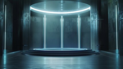 futuristic and clean stage blank center background. Generative Ai