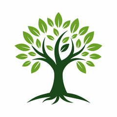 Olive tree vector illustration isolated on a white background. Olive tree logo concept illustration.