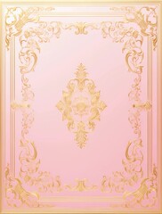 A pink and gold background with an ornamental border in the style of rococo