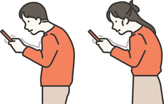 using cell phone text neck syndrome vector image