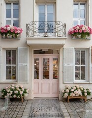 ピンクの扉がかわいいフランスのお店