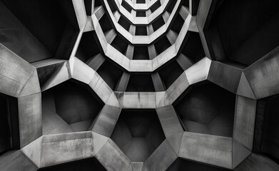 Monochrome Marvel: Hexagonal Architectural Elegance
