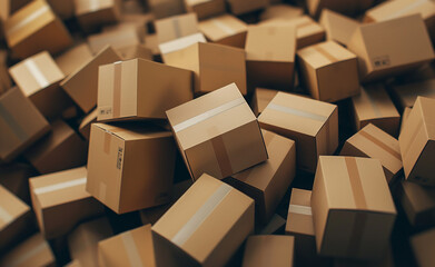 A pile of cardboard boxes stacked on top of each other