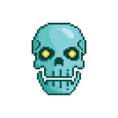Obraz premium Evil green skull, pixel art character
