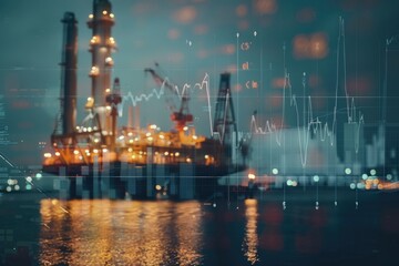 Obraz premium Oil rig operations in open ocean