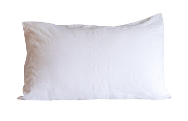 Top view of single white pillow after use isolated on white background with clipping path