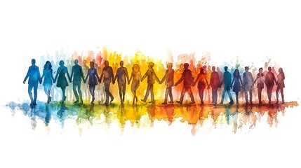 Diverse group of people holding hands in unity,community,and mutual support,showcasing the essence of the concept of helping each other in a