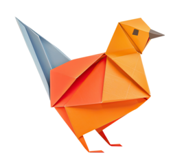 Flying paper origami bird isolated on transparent background