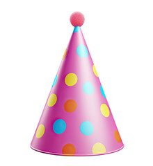 Purple party hat isolated on transparent background