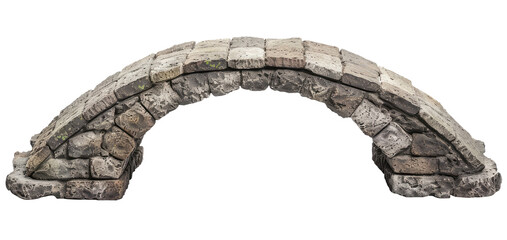 Ancient arc stone bridge isolated on transparent background