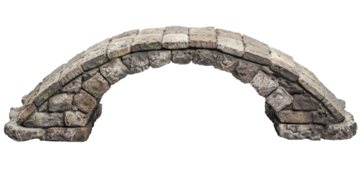 Ancient arc stone bridge isolated on transparent background