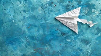 Simple yet powerful white paper arrow on a blue canvas, epitomizing the journey of career growth and entrepreneurial spirit