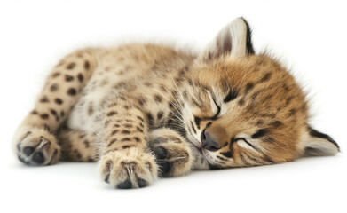 Naklejka premium Young Animal Resting on White Background