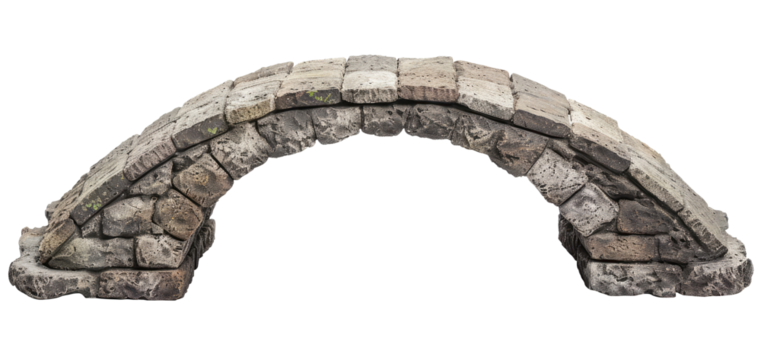 Ancient arc stone bridge isolated on transparent background