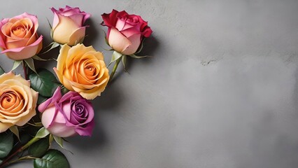 AI generated illustration of roses showcased against a light grey wall backdrop