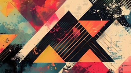 Triangle pattern. Colorful, grunge and seamless. Grunge effects