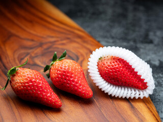 strawberries on a board