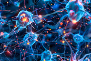An image representing brain function. Neurons and synapses are depicted.