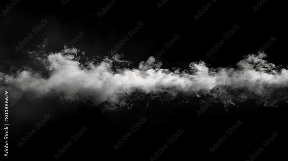 Wall mural fog mist haze smoke on black background with empty space in a middle