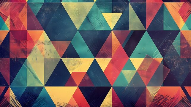 Triangle pattern. Colorful, grunge and seamless. Grunge effects