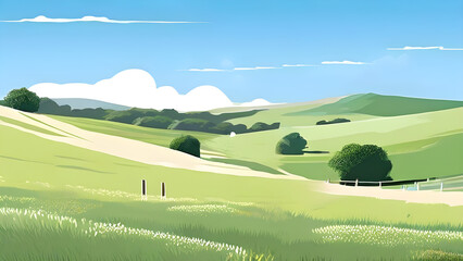 Summer landscape combined with minimalist composition