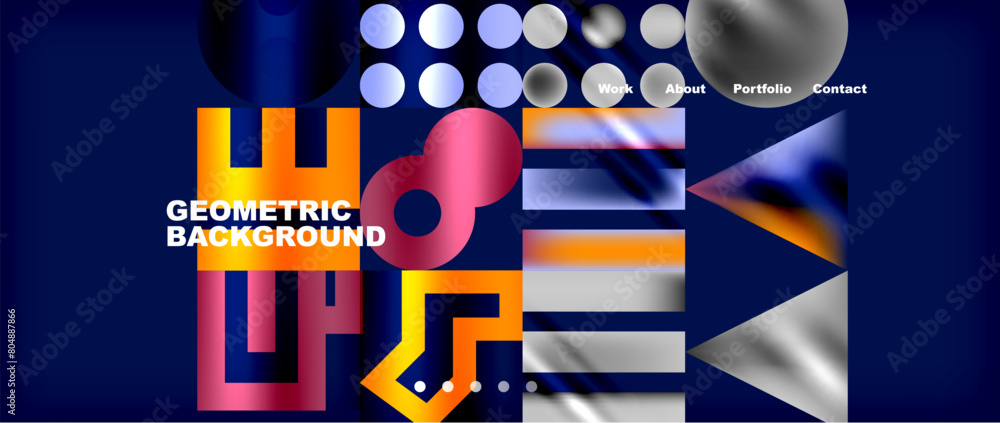 Poster a vibrant electric blue geometric background with rectangles and circles, perfect for events or recr