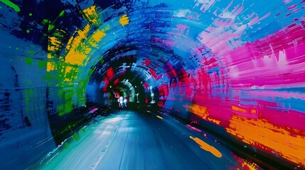 Dazzling Chromatic Tunnel of Futuristic Imagination and Boundless