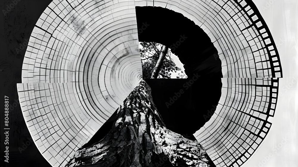 Poster radial concentric spiral architectural abstract engineering diagram or technical schematic blueprint
