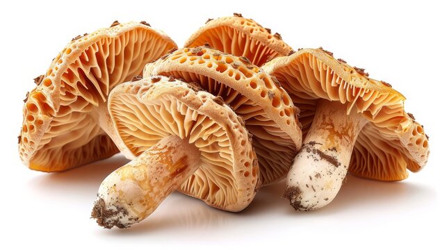 Morchella elata, edible fungus with honeycomb cap, stalk. Autumn forest seasonal fungi food isolated on white. Modern graphic.