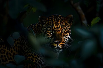 Powerful Jaguar Lurking in Lush Jungle Shadows
