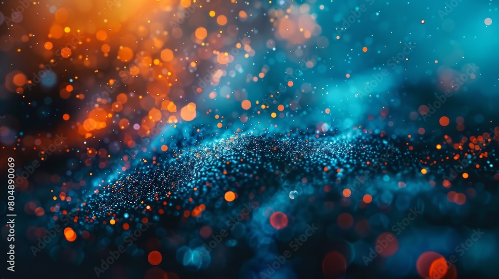 Poster abstract view of blue and orange lights creating a blurred effect