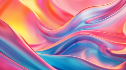 A vibrant display of swirling colors creating a fluid, wave-like pattern. A dynamic and colorful abstract design that resembles liquid silk in motion