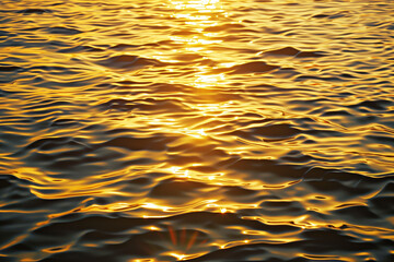 Wavy wave water, Gold warm tone by sunset. Can be used for background.