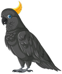 Vector illustration of a grey cockatoo with yellow crest.