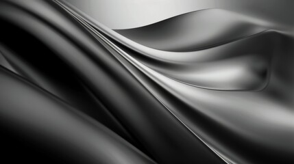 A close-up of smooth, flowing black and white fabric. elegant curves and waves of a silky material