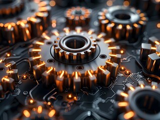 Intricately Designed Mechanical Gears Symbolizing Innovative Business Strategies and Technical Advancements