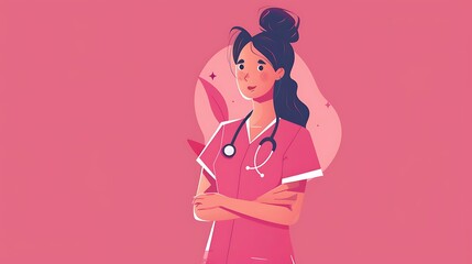 Simple colored International Nurses Day Illustration Flat Poster to commemorate the event