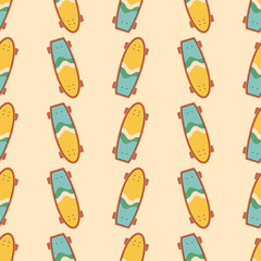 skateboard summer seamless pattern vector hand drawn 