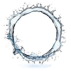 Water splash in circle shape isolated on white background. Generative Ai