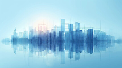 City background architectural with drawings of modern for use web, magazine or poster vector design.