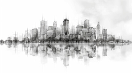 Fototapeta premium City background architectural with drawings of modern for use web, magazine or poster vector design.
