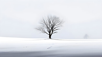 Fototapeta premium Winter landscape combined with minimalist composition