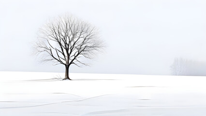 Fototapeta premium Winter landscape combined with minimalist composition