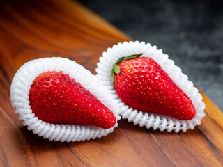 strawberries on a board