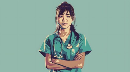 International Nurses Day commemorates the event poster illustration